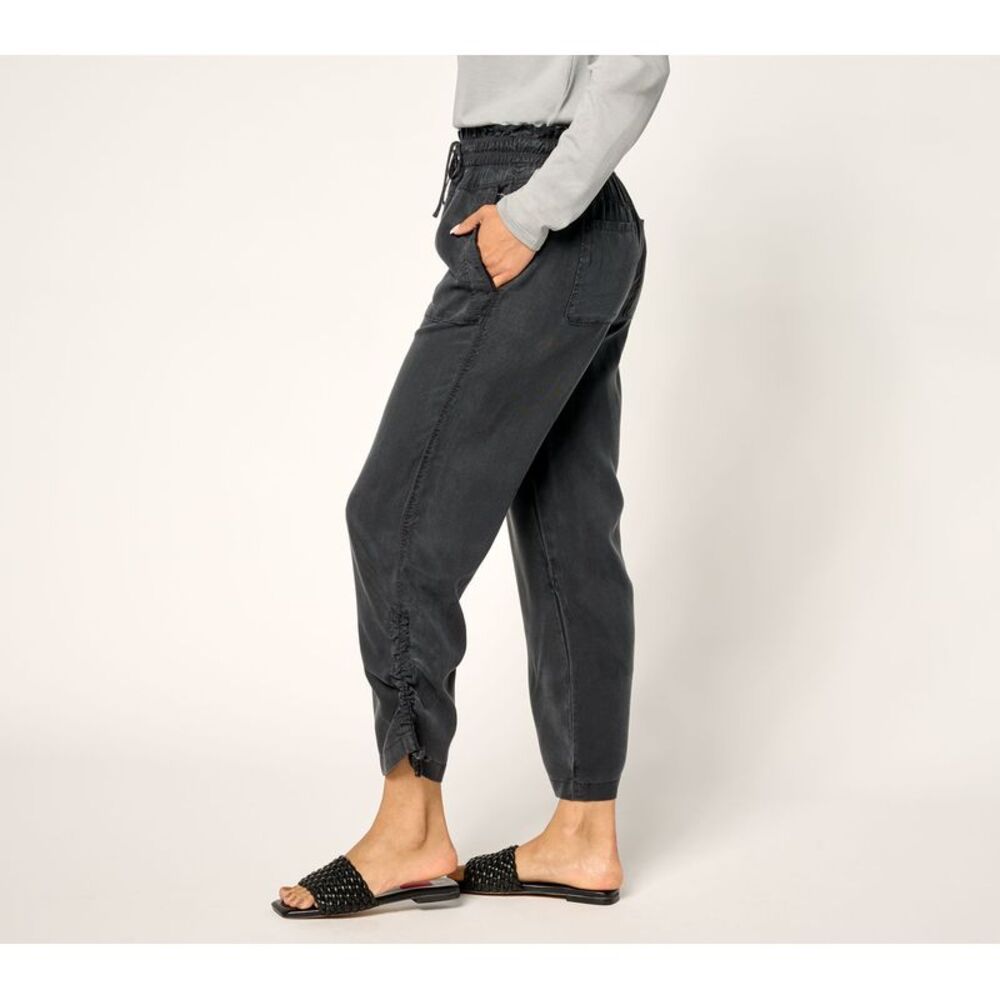 Maya J Women's Plus Sz Pants 4X Ruched Ankle Black A692550